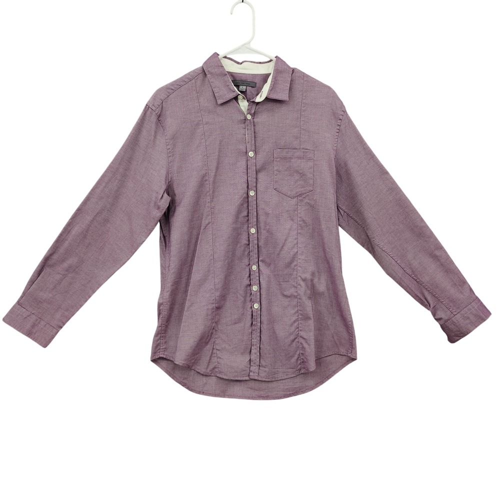 John Varvatos‎ Mens Modern Preppy Button Down Shirt M Purple Stretch Long Sleeve